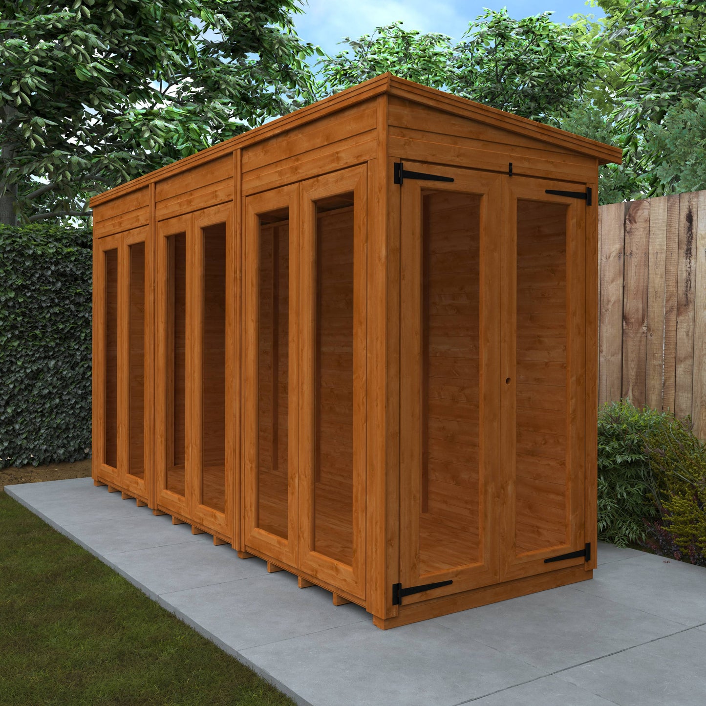 Flex Pent Full Pane Summerhouse - Cabin Bars - Plymouth Sheds