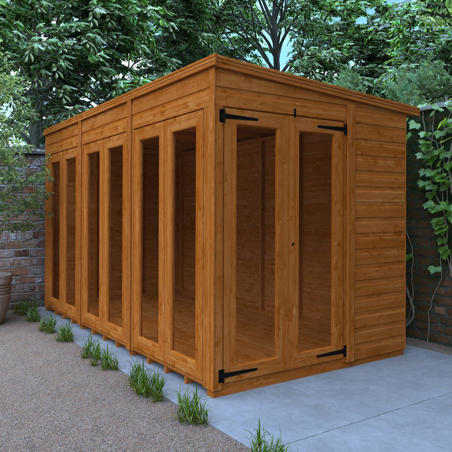 Flex Pent Full Pane Summerhouse - Cabin Bars - Plymouth Sheds