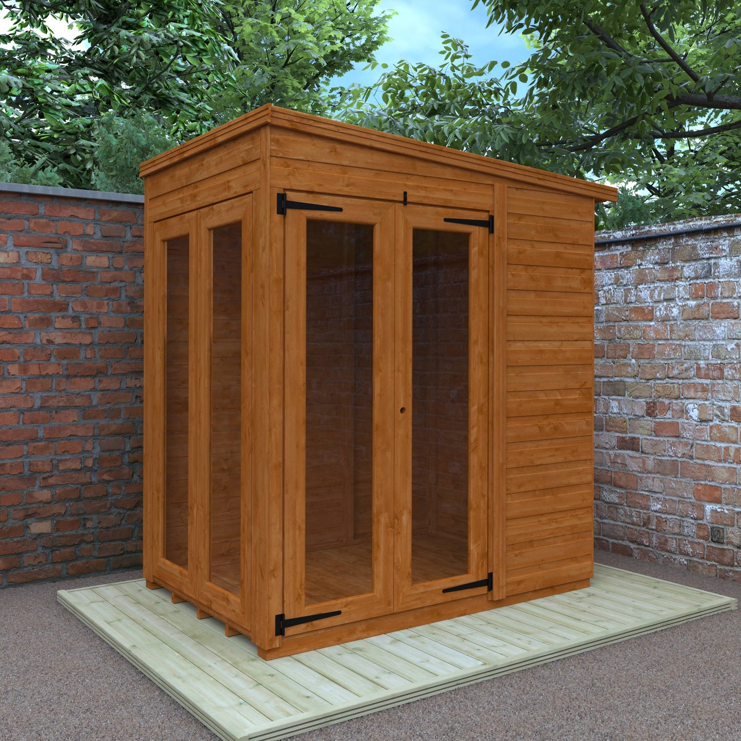 Flex Pent Full Pane Summerhouse - Cabin Bars - Plymouth Sheds