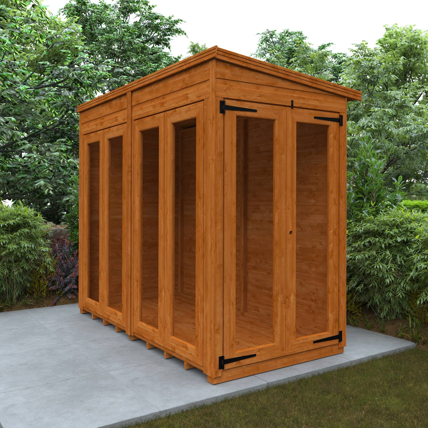 Flex Pent Full Pane Summerhouse - Cabin Bars - Plymouth Sheds