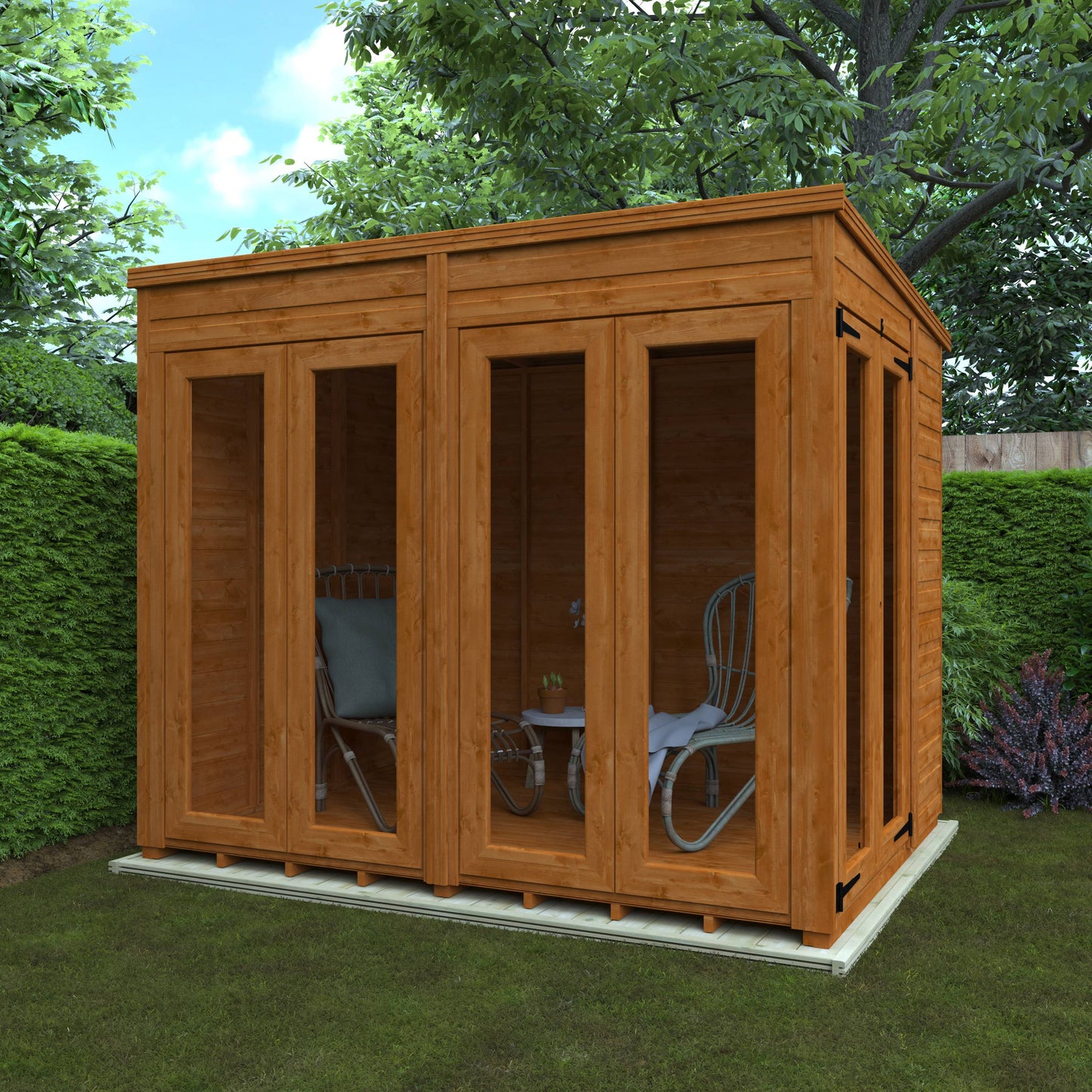 Flex Pent Full Pane Summerhouse - Cabin Bars - Plymouth Sheds