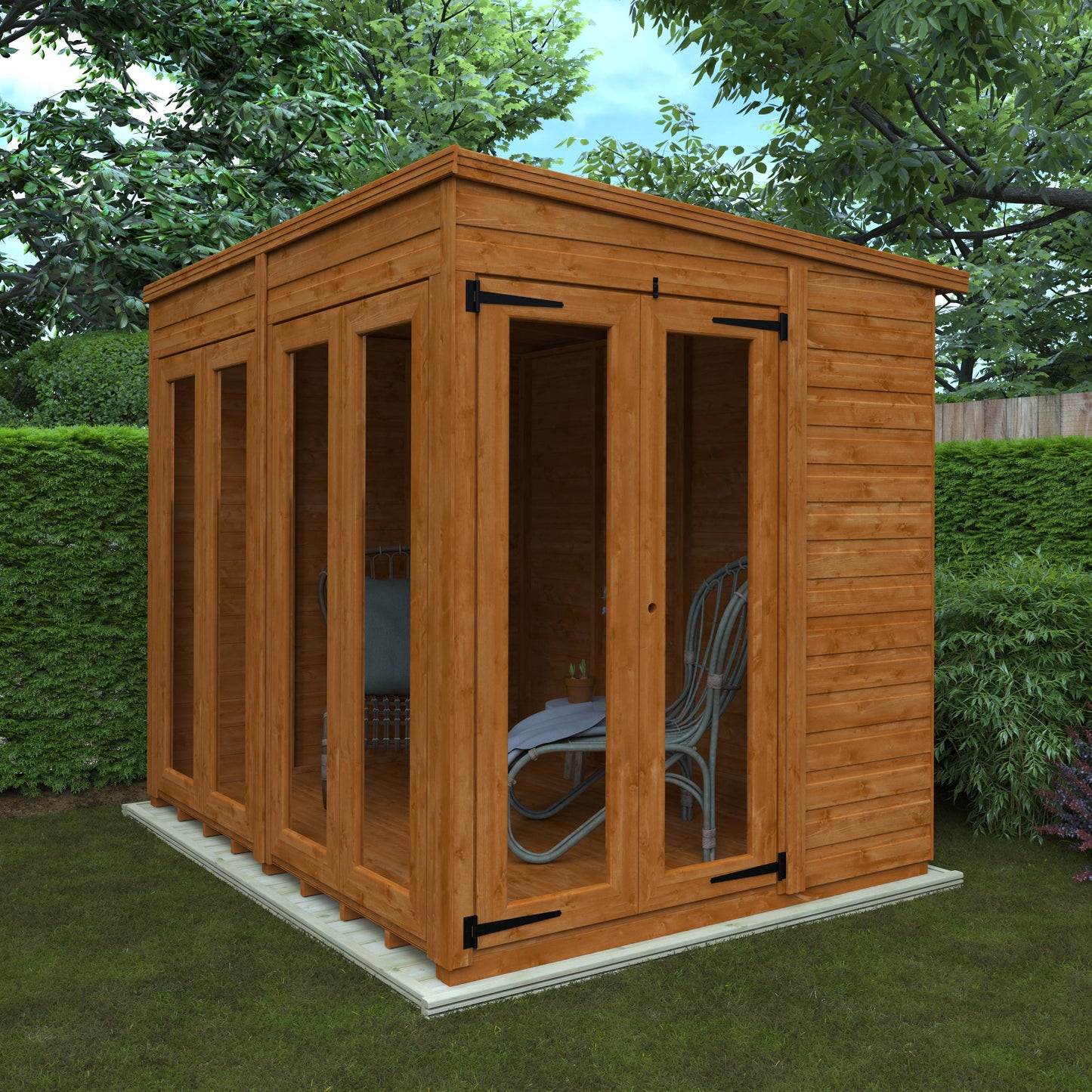 Flex Pent Full Pane Summerhouse - Cabin Bars - Plymouth Sheds