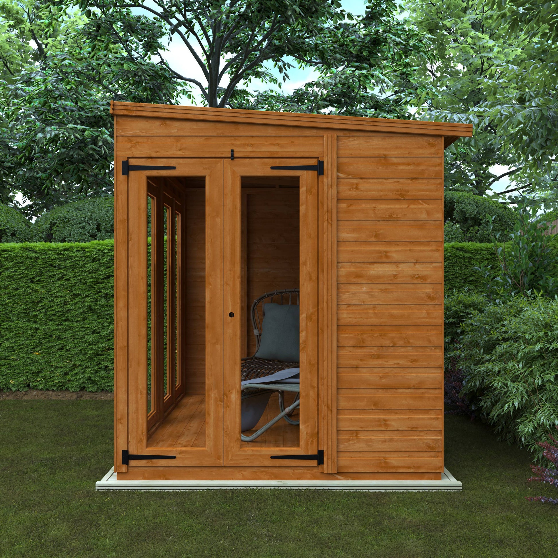 Flex Pent Full Pane Summerhouse - Cabin Bars - Plymouth Sheds