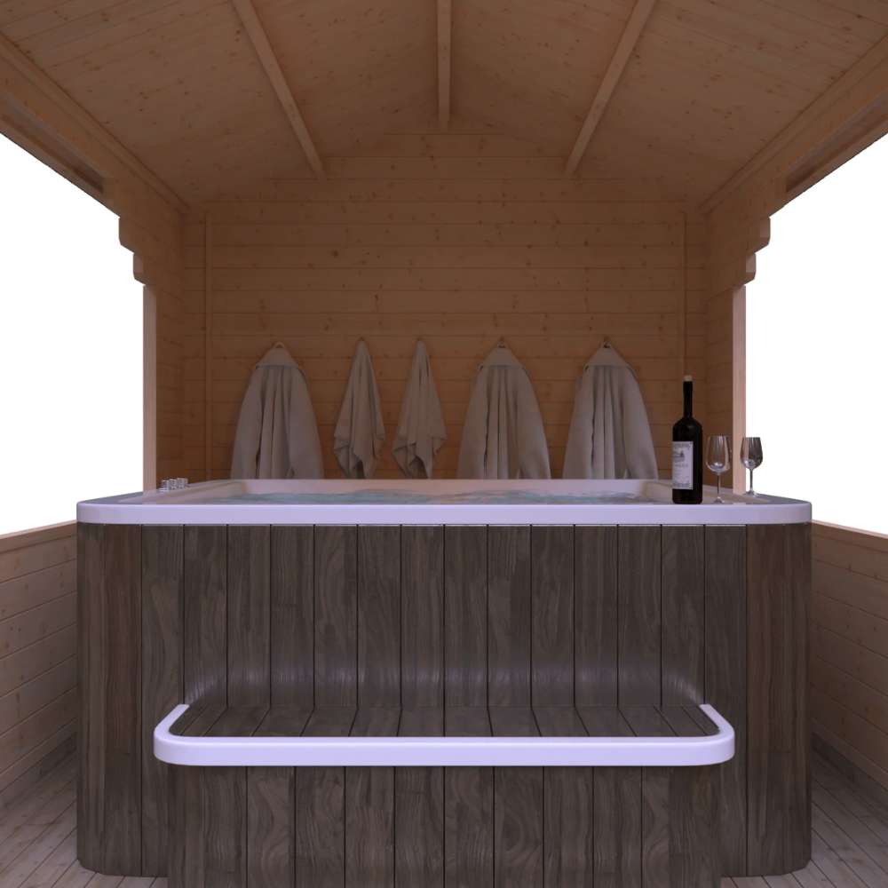 The Stowe Hot Tub Shelter Log Cabin 44mm