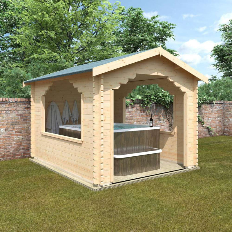 The Stowe Hot Tub Shelter Log Cabin 44mm