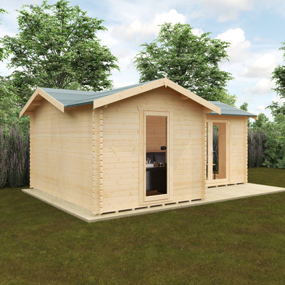 The L-Shaped Cabin 44mm - Log Cabins - Plymouth Sheds