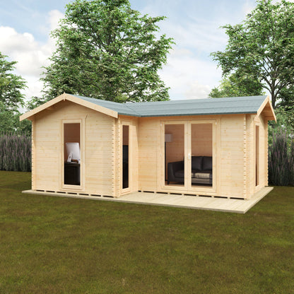 The L-Shaped Cabin 44mm - Log Cabins - Plymouth Sheds