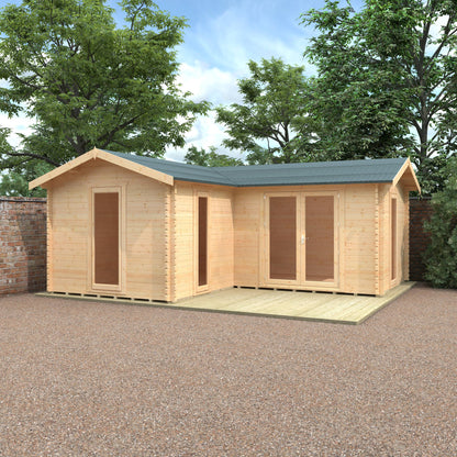 The L-Shaped Cabin 44mm - Log Cabins - Plymouth Sheds