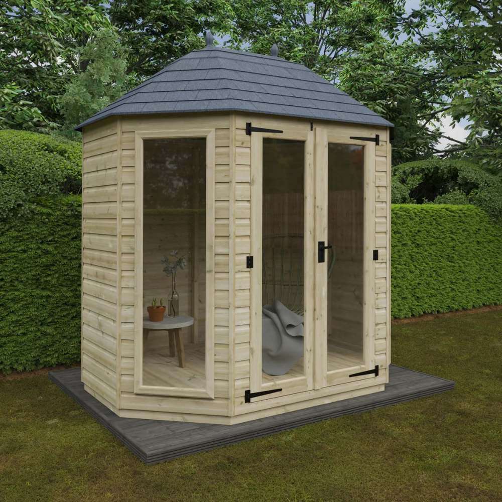 Pressure Treated Octagonal Summer House – Full Pane