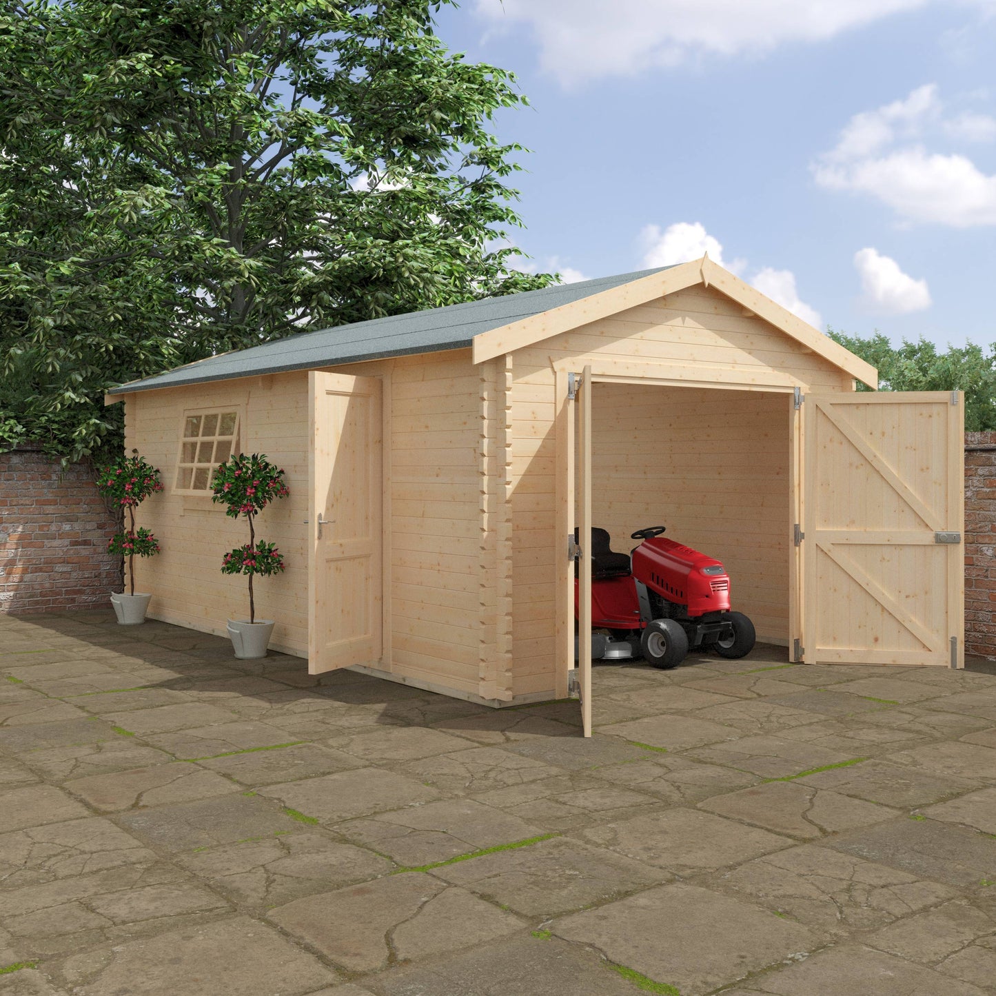 The Warwick Garage 44mm - Log Cabins - Plymouth Sheds